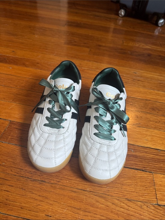 Gola Shoes - Gola White Sneakers with Dark Green Details, size 8